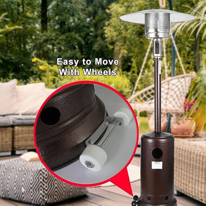 Patio Heater Wheels Replacement-Stainless Steel Tall Heater Wheel Set,One Size Fits Most Propane Gas Patio Heaters,Easy to Move& Install-Universal Movable Wheel (White Wheels+ Stainless Steel Bracket)