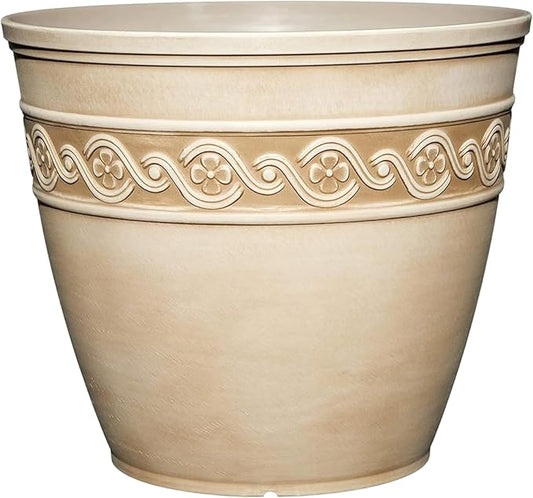 Classic Home and Garden Corinthian Resin Flower Pot Planter, Desert Tan, 8"