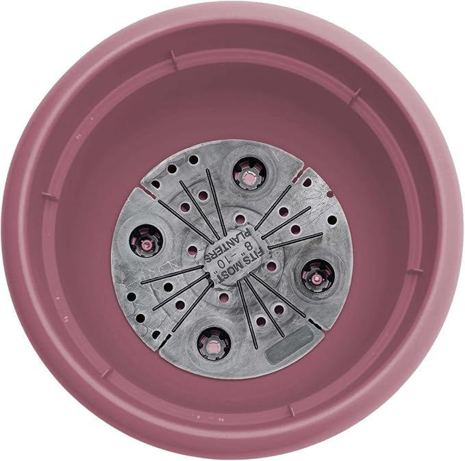Bloem Ariana 12" Dusty Rose Round Self-Watering Resin Planter Pot - Rolled Rim Indoor and Outdoor Gardening Planter