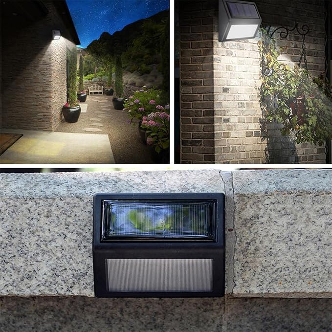 Solar Fence Lights, Waterproof Solar Outdoor Lights for Stairs Decks Steps Fences Patio Yard, LED Wall Sconce (Cool White/12 Pack)