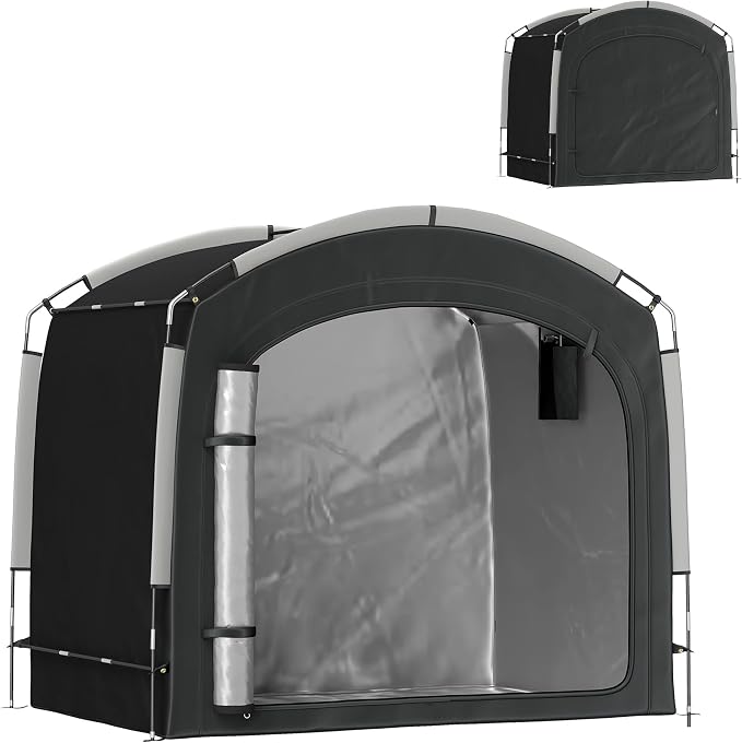 Outsunny Bike Storage Tent, Portable Bicycle Storage Shed, Waterproof Outdoor Bike Cover with 210D Oxford Fabric and Carry Bag for 3-4 Bikes, Lawn Mower, Garden Tools, Black by Outsunny