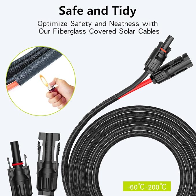 33Ft 10AWG Solar Cable Extension with Protection Cover, Solar Wire with Tool-Free Solar Connectors, IP68 Waterproof PV Cable, Solar Panel Extension Cable 10Gauge for Home Boat RV Solar Panels(33ft) - Image 2