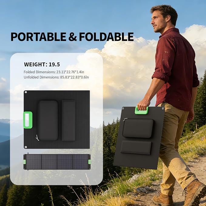 200W Portable Solar Panel for Power Station, Foldable Solar Charger w/ 4 Kickstands, IP65 Waterproof Solar Panel Kit w/DC XT60 Anderson Aviation Output for Outdoor RV Camper Blackout - Image 9