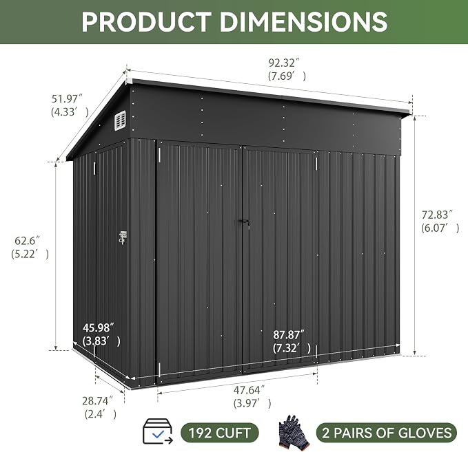 Outdoor Storage Shed, Metal Garden Tool Shed with Sloping Roof & Lockable Door for Patio Lawn Backyard (Brown, 10x8FT) - Image 2