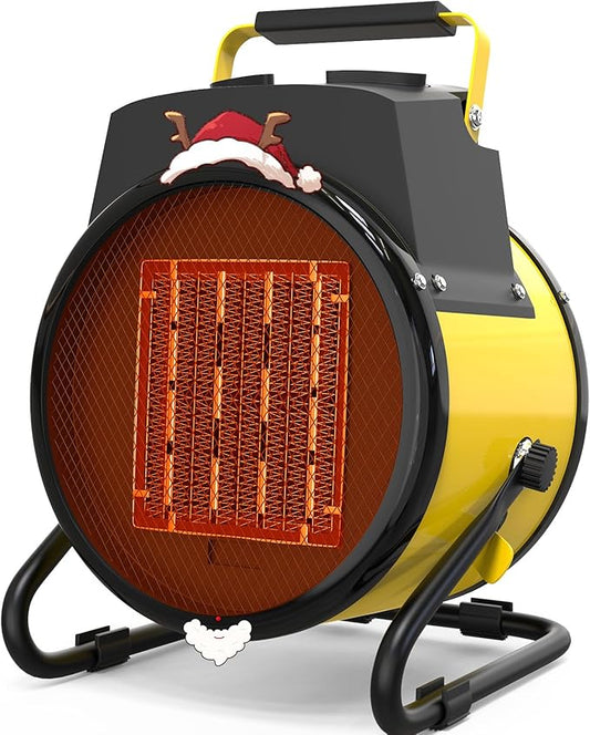 Buyplus Outdoor Heaters for Patio, 1500W Portable Garage Heater with Overheat Protection & 3S Fast Heating, Non-Slip Cushion, Electric Space Heater for Patio, Garage, Bedroom, Office, Yellow