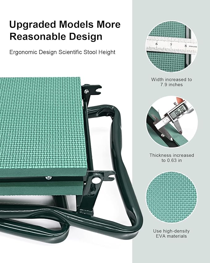 Garden Kneeler and Seat Heavy Duty, Upgraded Widened and Thickened Gardening Stools for Seniors, Foldable Gardening Bench Ergonomic Design, Effective Relief of Knee and Back Pain, Gift for Gardeners - Image 4