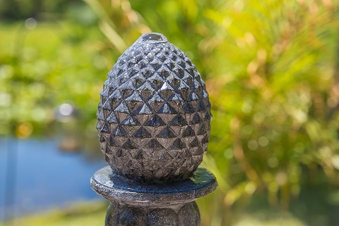Kenroy Home 51010ZC Ibiza Outdoor Floor Fountain with Gray Finish, Classic Style, 45" Height, 25.5" Width, 25.5" Depth, Zinc