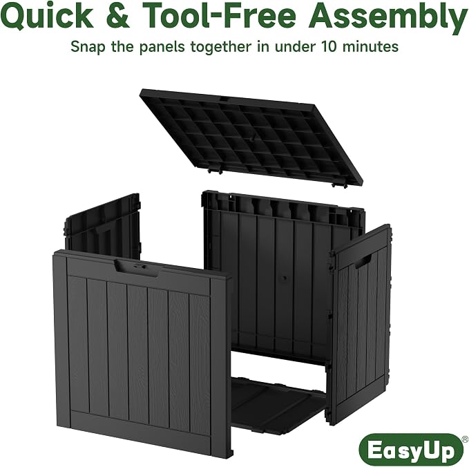 EasyUp 33 Gallon Resin Deck Box Waterproof, UV Resistant Outdoor Storage Box for Delivery, Porch, Patio and Garden, Stripe Black - Image 5