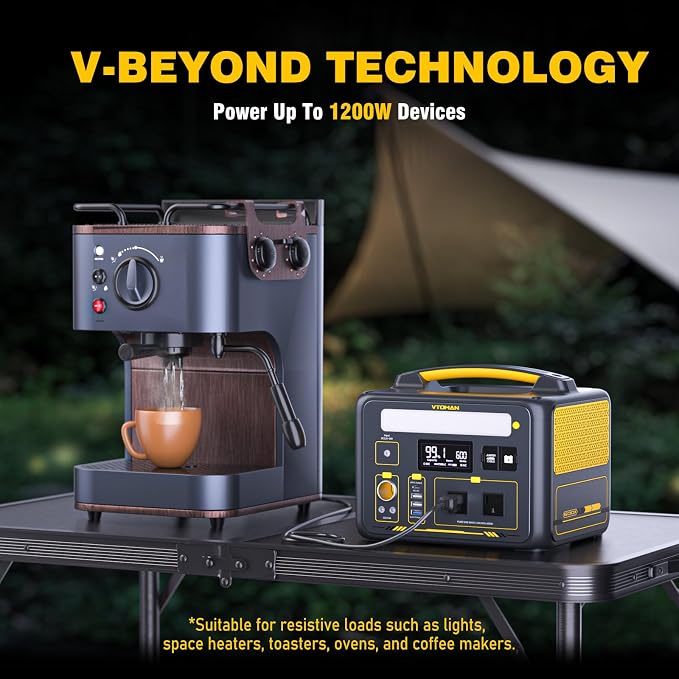VTOMAN Jump600X 600W Portable Power Station with 640Wh Extra Battery, 939Wh Solar Generator LiFePO4 Battery, Peak 1200W AC Outlet, PD 60W USB-C, 3x12V/10A DC for Outdoor Camping, Off-grid, Home Backup - Image 5