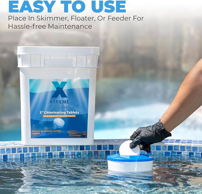 Xtremeclear 3" Swimming Pool Chlorine Tablets 99% Pure Tri-Chlor Pool Sanitizer 45LBS Slow Dissolving Chlorinating Tabs for Swimming Pools, Hot Tubs, Spa - Image 3