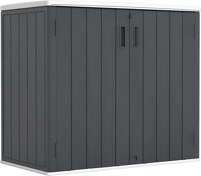 ZZM 37 Cu.ft Outdoor Storage Shed with Floor HDPE Double-Wall Resin Sheds Outdoor Storage, Lockable Weatherproof Storage Cabinet Fit for Garden Tools, Garage can, Bike, Patio Furniture, Black by ZZM