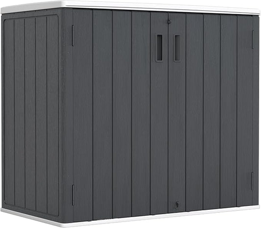 ZZM 37 Cu.ft Outdoor Storage Shed with Floor HDPE Double-Wall Resin Sheds Outdoor Storage, Lockable Weatherproof Storage Cabinet Fit for Garden Tools, Garage can, Bike, Patio Furniture, Black by ZZM