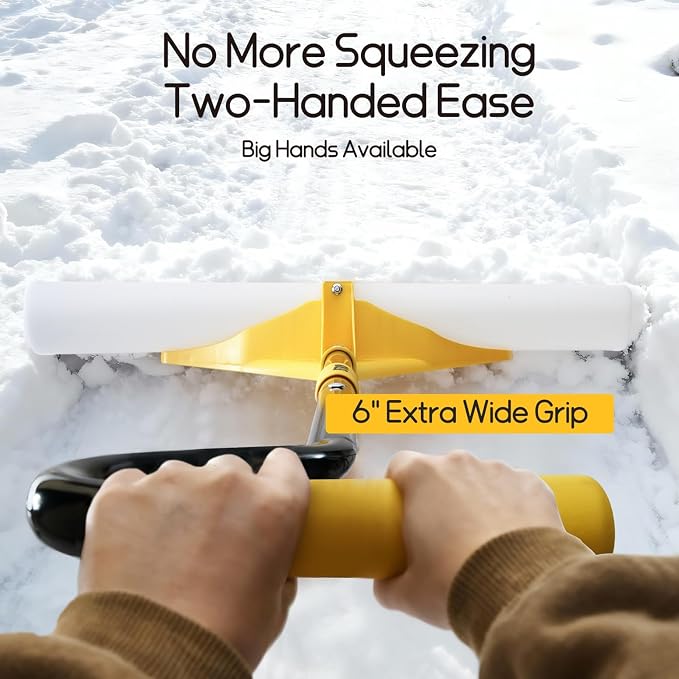 YEITSNOW Heavy Duty Snow Pusher Shovel for Driveway 30" Ergonomic Snow Removal Tool with Durable Plastic Blade with Wide Grip - Image 3