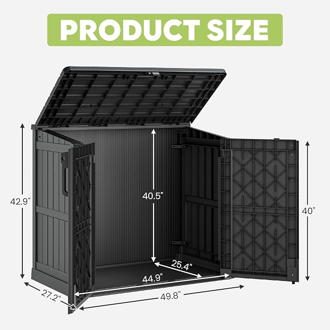 LHBcraft Waterproof Outdoor Storage Cabinet 36 Cu Ft, Portable Horizontal Resin Storage Shed for Backyards, Patios, Waterproof Outdoor Storage Box with Lockable Doors - Image 6