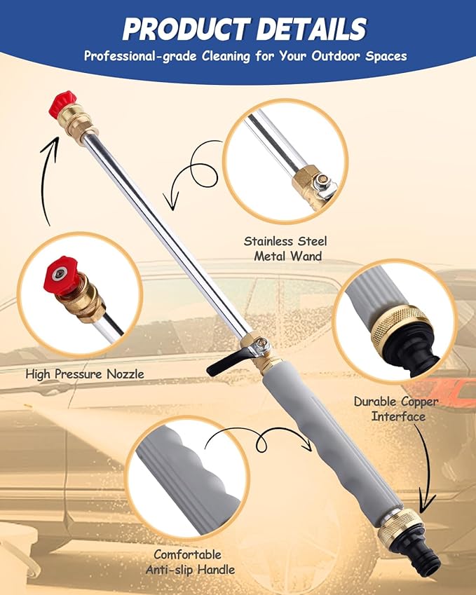 2026 Upgraded Jet Nozzle Power Washer for Garden Hose, Includes 2 High-Pressure Nozzles and Quick Connectors | Hydro Jet High Pressure Washer Tools - Image 2
