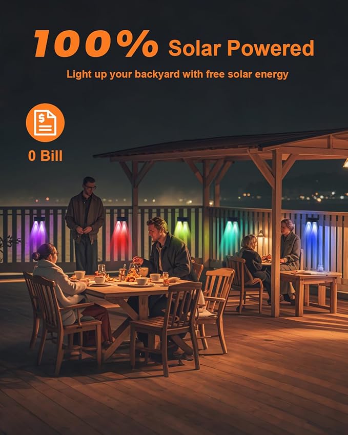 12 Pack Color Changing Solar Powered Fence Lights Outdoor Decorative LED Waterproof Yard Lamps for Outside Wall, Deck, House Patio, Rail, Stair, Yard, Pool, 7 Colorful Modes, Easy Installation