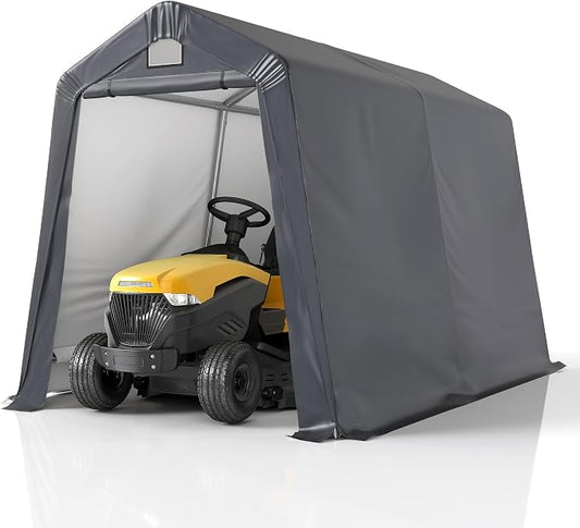 GARTOO 7' x 12' Outdoor Storage Shed- Heavy Duty Storage Shelter Tent with Roll-up Ventilated Door, Portable Garage Zipper Storage shed for Bike, ATV, Motorcycle Shelter, Gray by GARTOO