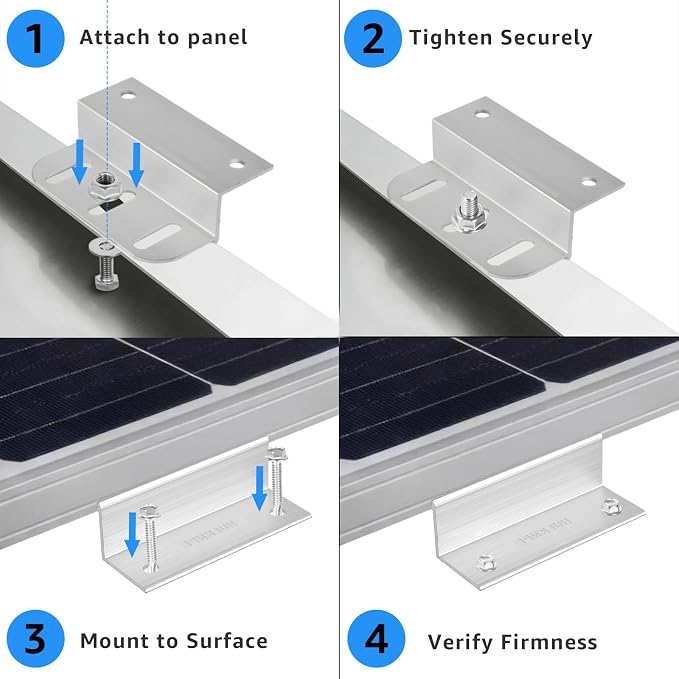 Z Brackets Solar Panel Mounting Kit (16 Pack) Heavy Duty Multi-Slot Aluminum Corrosion-Resistant for RV, Boat, Roof, Off-Grid & Solar Panel Hold Down - Image 7