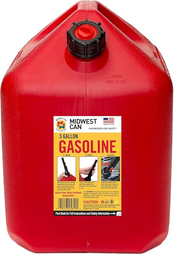 Midwest Can Company 5610 5 Gallon Gas Can Fuel Container Jugs w/Spout (2 Pack) - Image 2