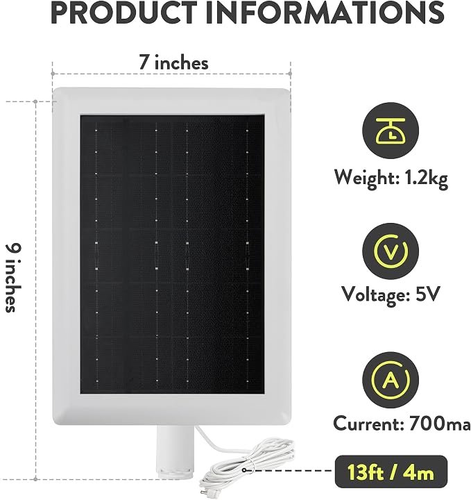 Ring Solar Panel(2nd Generation), 2-Pack 5W Ring Solar Panel Charger with Mount and 12FT Extension Cable for Stick Up Camera & Pro, Spotlight Plus & Pro, Stick Up, Spotlight Cam Battery (2Pack White) - Image 3