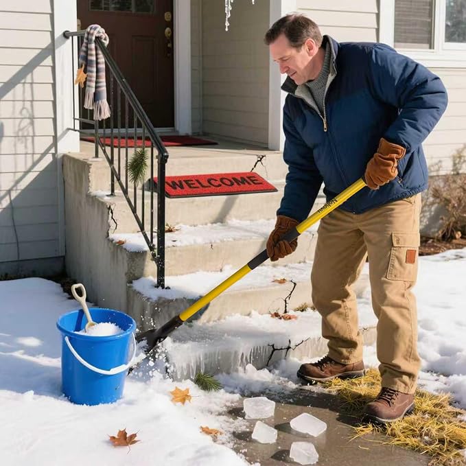 Nohovu Snow Shovel for Driveway Ice Removal, Heavy Duty Ice Scraper with Fiberglass Handle, 56 Inches - Image 4