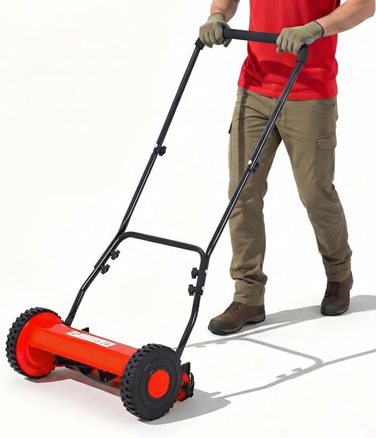 16" Push Lawn Mower, Manual Hand Push Lawn Mower Without Grass Catcher, Lightweight & Portable Walk-Behind Mower for Small Yards, Garden & Patio by GarveeTech