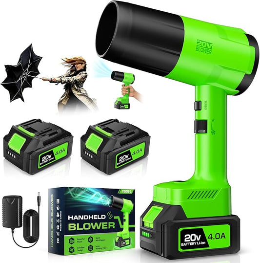 Leaf Blower Cordless, Handheld Leaf Blower with 2 X 4.0Ah Battery and Charger, Snow Blower with 6 Speed Modes, Lightweight Blowers for Lawn Care, Patio, Yard, Blowing Snow, Leaves, Dust by YOOVL
