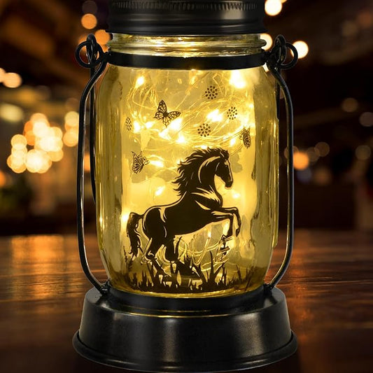 kyoryuger Horse Gifts for Women/Men Horse Lovers Solar Lantern Mom Birthday, Mothers Day, Christmas Valentine's Gifts, Solar Garden Decoration Outside for Yard, Patio,Backyard,Porch