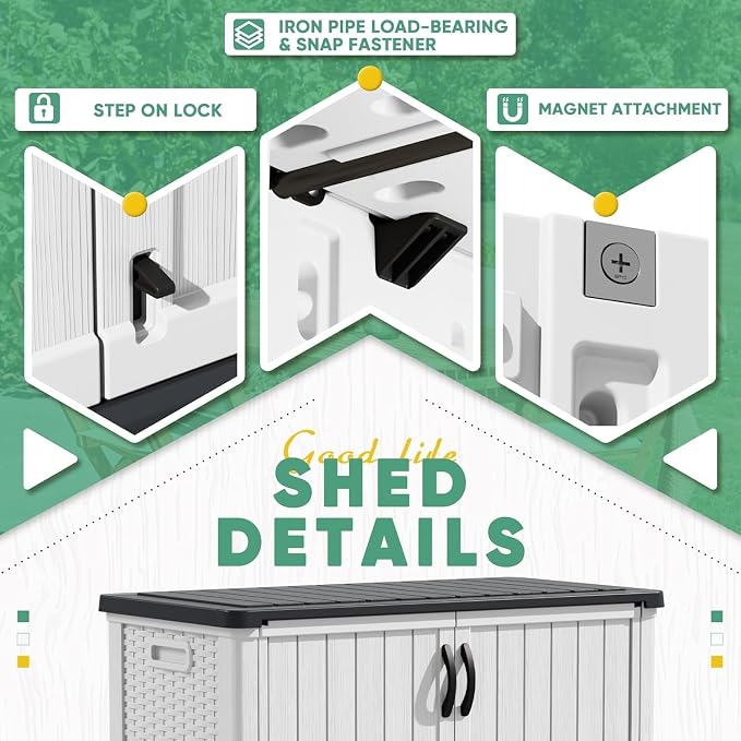 Devoko 50 Cu Ft Outdoor Storage Cabinet - Waterproof Vertical Shed for Patio, Garden & Deck, Heavy-Duty Tool Storage Box for Cushions, Accessories & Equipment, Durable & Weather-Resistant (White) - Image 3