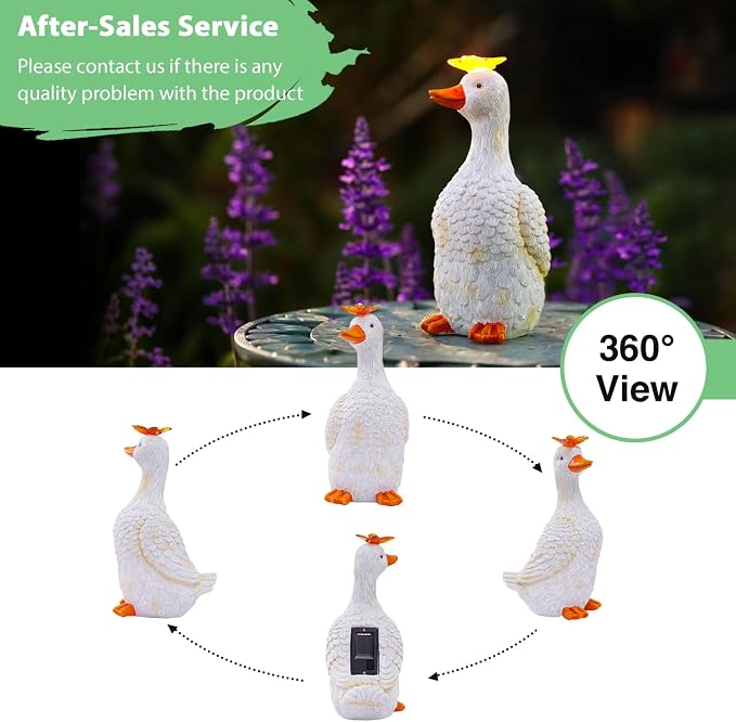 Goodeco Garden Goose Statue with Solar Butterfly - Outdoor Goose Decor for Unique Gifts for Mom & Garden Lovers (Off White) - Image 4