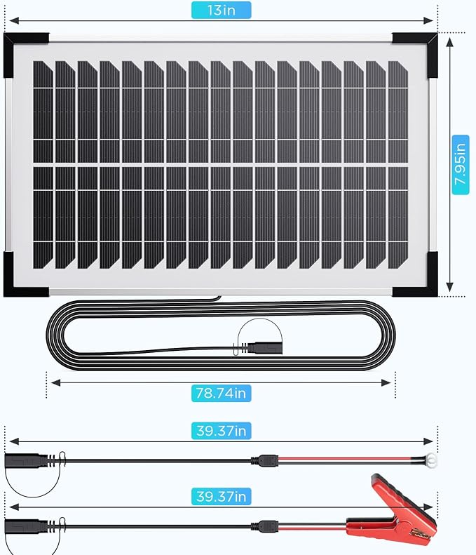 15W Solar Battery Maintainer, 2PCS 7.5W 12V Waterproof Solar Battery Charger with Smart Controller, Low-Iron Tempered Glass Solar Panel for 12V LiFePO4 Battery Dump Trailer Automotive Boat - Image 7