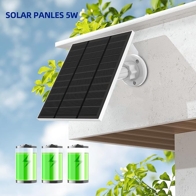 Solar Panels for Ring Camera Outdoor (New Generation) 5W 5V Solar Panel Charger with USB-C&Plug for Spotlight Cam Plus&Stick Up Cam Pro.Waterproof IP65 360°Adjustable 2M Cable (White, 2) - Image 7