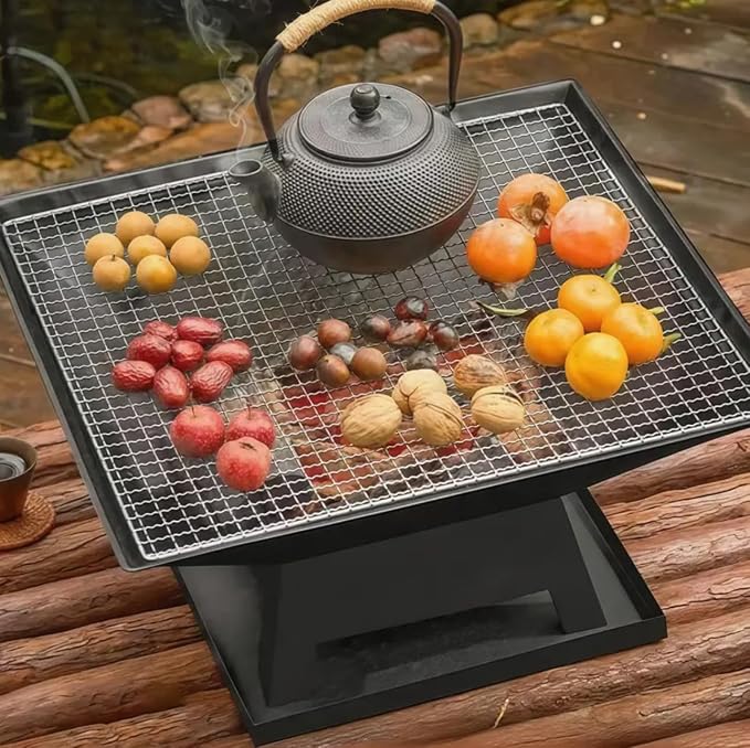 18.5-Inch Outdoor Fire Pit with Mesh Spark Screen & Poker – Portable Wood-Burning Fire Bowl for Backyard, Patio, Camping & Bonfires – Heavy-Duty Powder-Coated Steel - Image 4