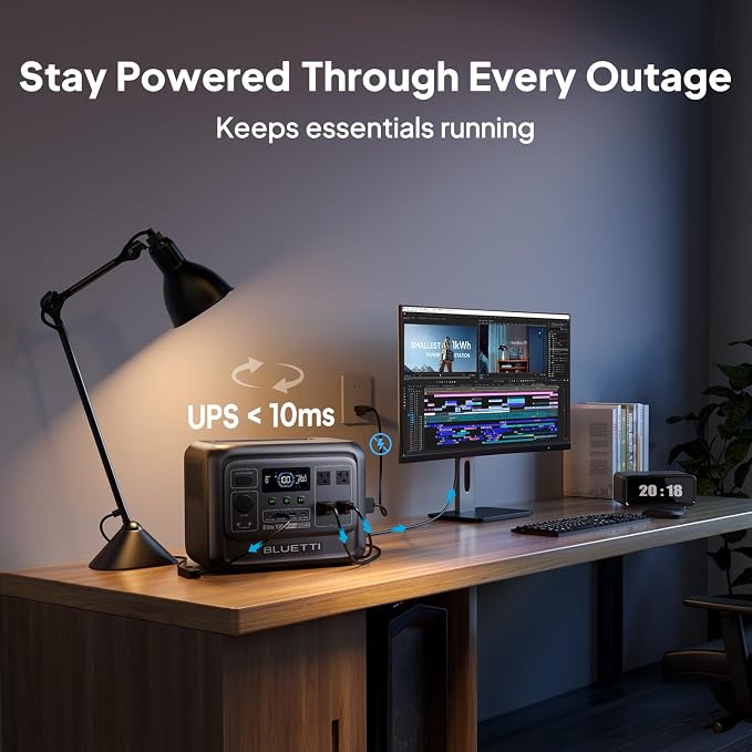 BLUETTI Elite 100 V2 Portable Power Station with Bag (Ship Separately), 1024Wh LFP Battery Backup w/ 4 1800W AC Outlets (3600W Surge), 35% Smaller, Solar Generator for Camping, Outages, and UPS Backup - Image 7