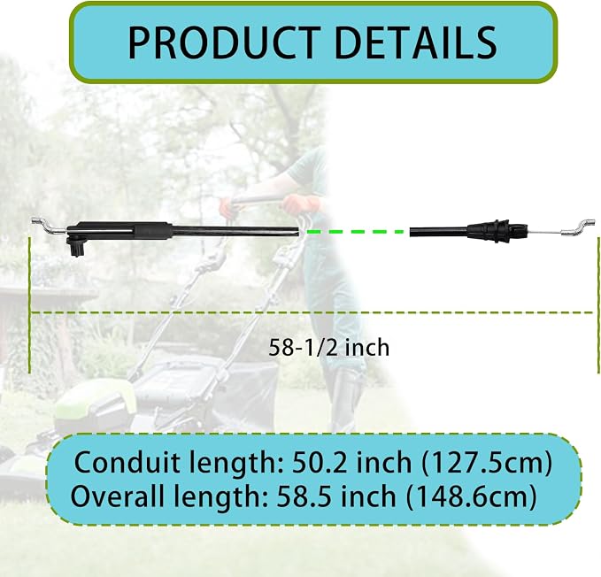 104-8676 Brake Cable, for Toro Recycler 22" 20013 20014 20017 20018 20031 20041 20049 20051 20066 20067 Walk-Behind Lawn Mowers - Image 2