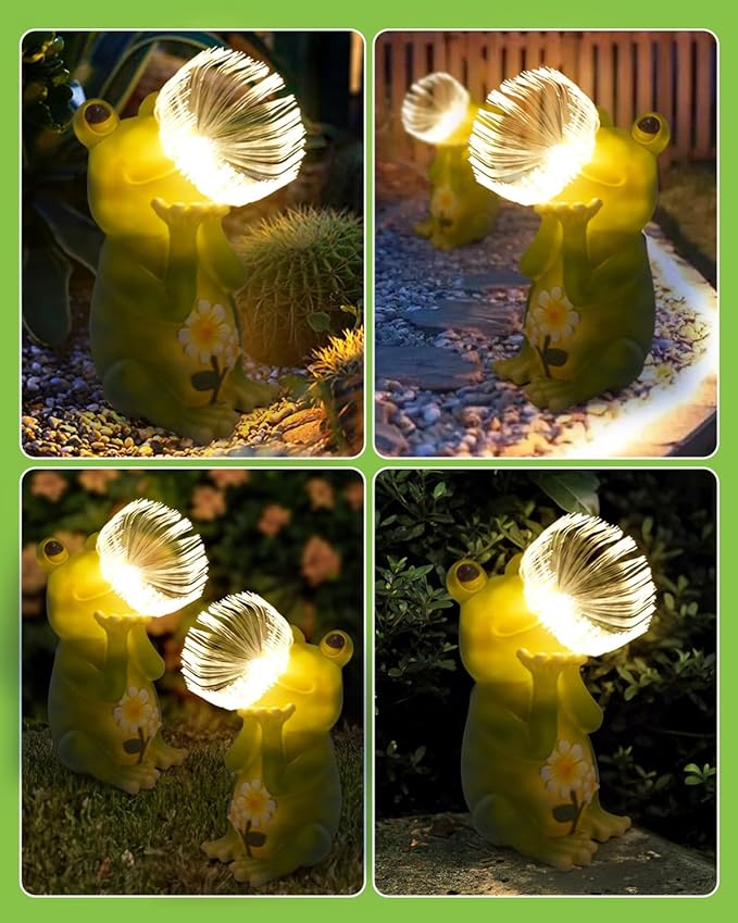 FREECUBE Solar Garden Statue, Frog Garden Decor Figurine Lights for Outside Waterproof Outdoor Yard Decorations Pation Light,Housewarming Gift for Patio,Lawn,Yard