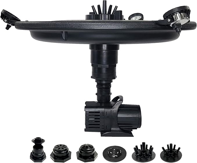 HALF OFF PONDS Floating Fountain, 1/4 HP Pond Aerator, 100 ft Cord, 3000 GPH Water Pump, 9 Spray Patterns, White LED Lights, for Ponds & Water Gardens