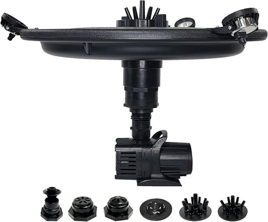 HALF OFF PONDS Floating Fountain, 1/4 HP Pond Aerator, 100 ft Cord, 3000 GPH Water Pump, 9 Spray Patterns, White LED Lights, for Ponds & Water Gardens