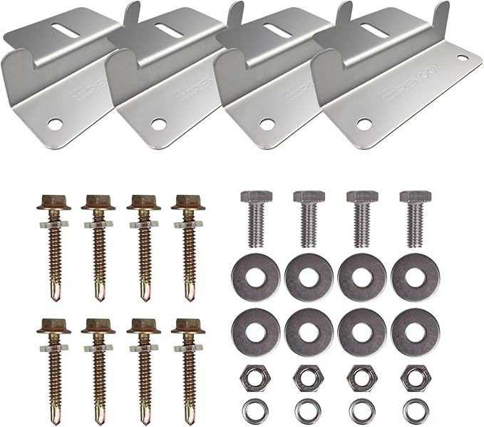 Renogy Solar Panel Mounting Z Brackets Lightweight Aluminum Corrosion-Free Construction for RVs, Trailers, Boats, Yachts, Wall and Other Off Gird Roof Installation, one set of 4 Units,Gray by RenogySolar