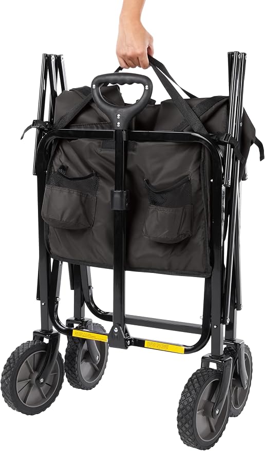 Amazon Basics Collapsible Heavy Duty Utility Wagon for Outdoor Sports, Camping, Garden, and Shopping, 265 Pounds Capacity, 27.6 x 40.9 x 20 inches, Black - Image 3