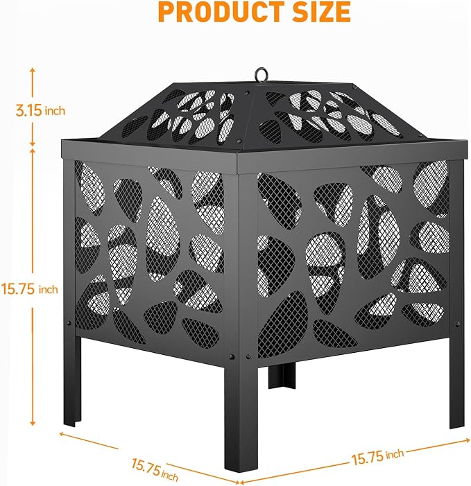 15.7 inch Small Fire Pit for Outside, Outdoor Wood Burning Fire Pit, with Anti-Spark Mesh Guard, Small Bonfire Pit,Firepit Bowl for Patio Camping Backyard Deck Picnic Porch - Image 6