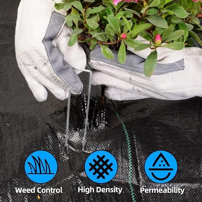LAVEVE 5FT x 300FT Weed Barrier Landscape Fabric, 3.2oz Premium Heavy Duty Garden Cloth, Ground Cover for Gardening, Farming - Image 4