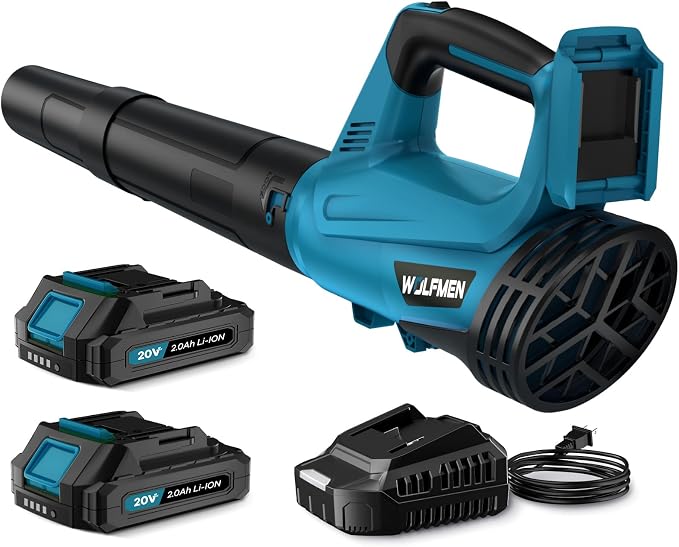 Leaf Blower, Electric Cordless Leaf Blower with 2 Batteries and Charger, 2 Speed Mode, Lightweight Leaf Blowers for Blowing Leaves, Lawn Care, Patio Cleaning and Dust by LEAFBLOWER