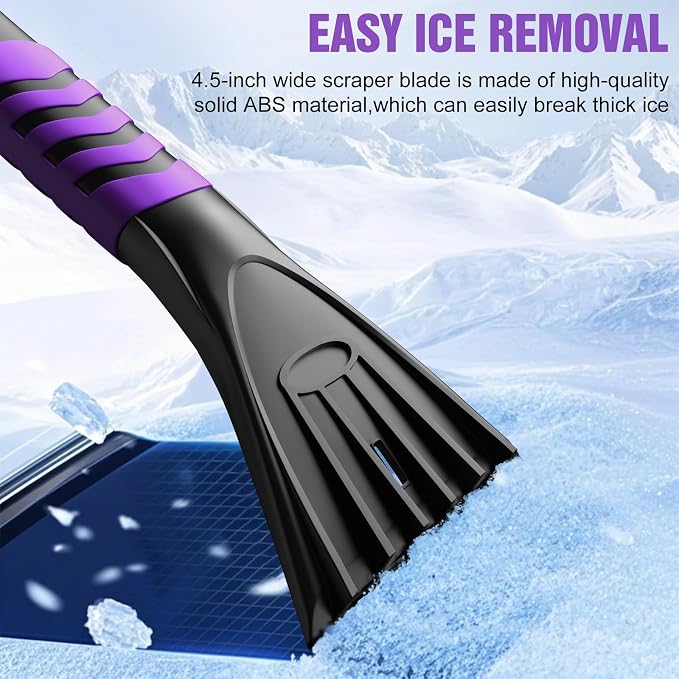Nuovoware 60" Ice Scraper and Extendable Snow Brush for Car Windshield, 5 in 1 Adjustable Snow Removal Tools with 270° Pivoting Brush Head for Car Auto Truck SUV, Purple - Image 5
