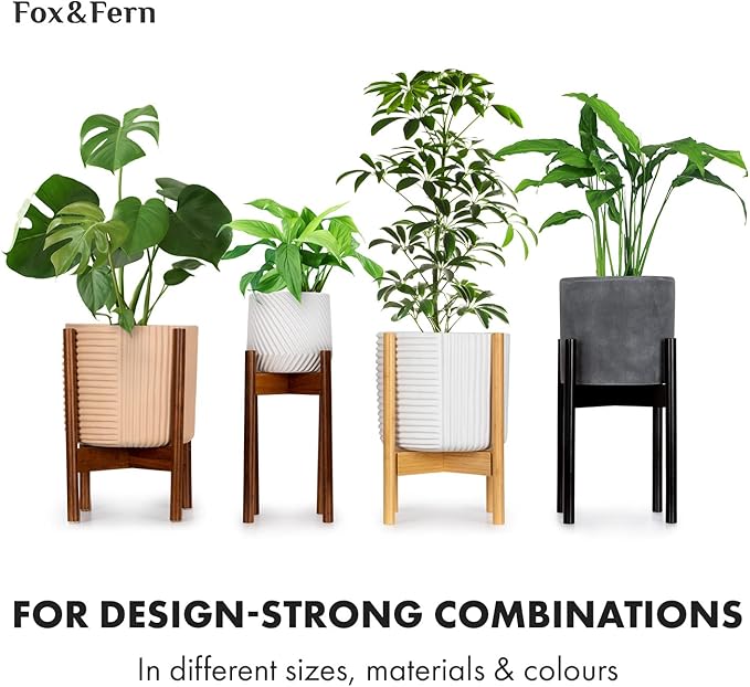 Fox & Fern Large 15 Inch Planter - Premium Lightweight Fiberstone Black Plant Pot with Drainage Plug; Ideal for Indoor and Outdoor Plants