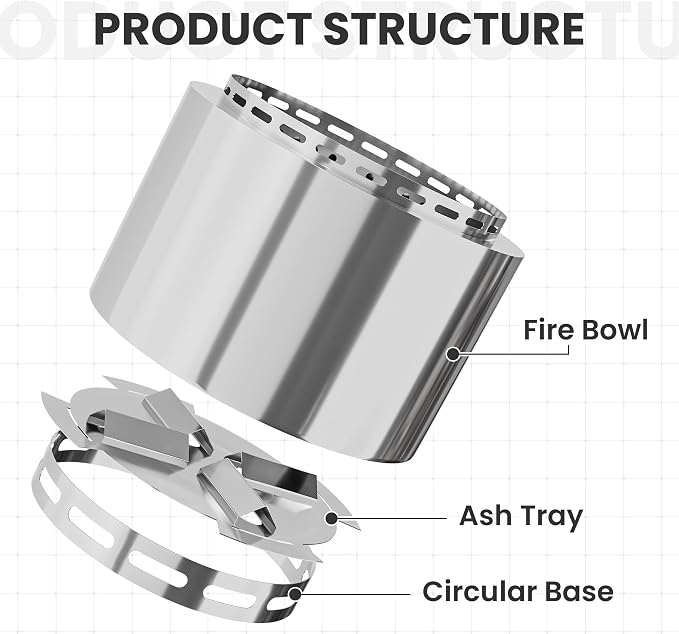 19 Inch Smokeless Fire Pit, Portable Outdoor Stainless Steel Fire Pit for Patio Backyard Garden Camping, Smokeless Technology - Image 4