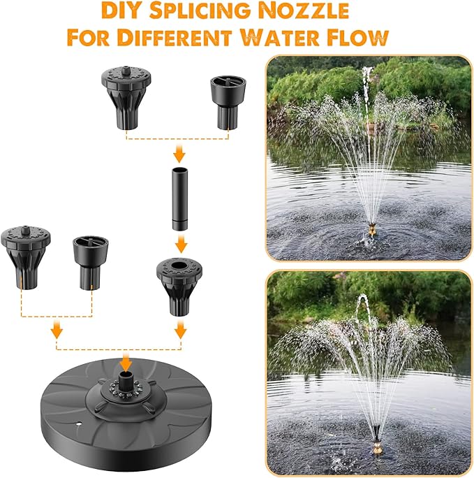 Yzert Small Pond Fountain with 32.8ft Power Cord Adapter, Electric Waterfall Fountain 12 Warm White Lights Outdoor Pool Fountain with Double Tiers