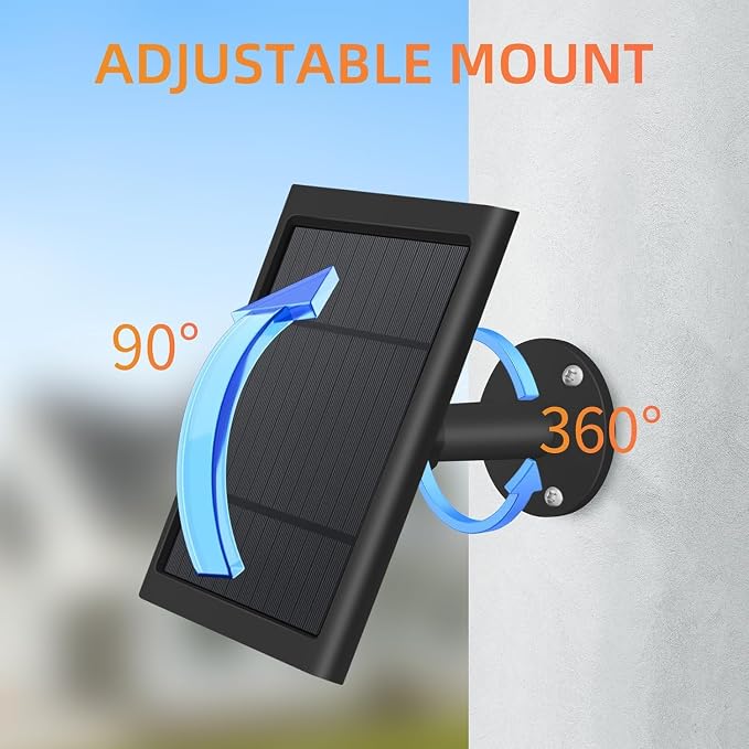 USB-C to Ring Barrel Plug 6Pack 4W Solar Charger for Ringing Spotlight & Stick Up Outdoor Cam, Black, High Efficiency, 10FT/3M Long Cable with IP65 dustproof and Waterproof - Image 5