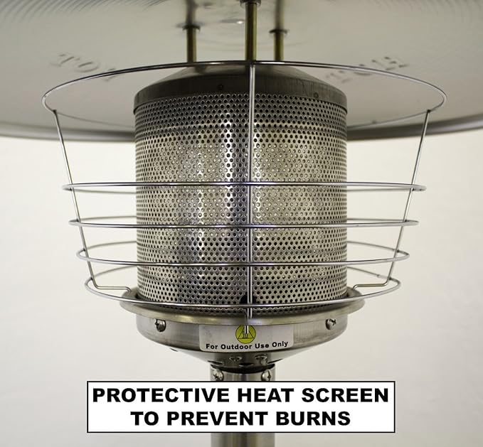 Hiland HLDS032-B Portable Table Top Patio Heater, 11,000 BTU, Use 1lb or 20Lb Propane Tank, Stainless Finish