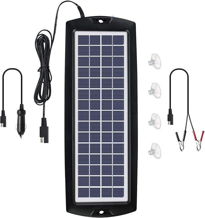 Sunway Solar Car Battery Trickle Charger & Maintainer 12V Solar Panel Power Kit Portable Backup for Car Automotive RV Marine Boat Motorcycle Truck Trailer Tractor Powersports Snowmobile Farm Equipment by Sunway+Solar